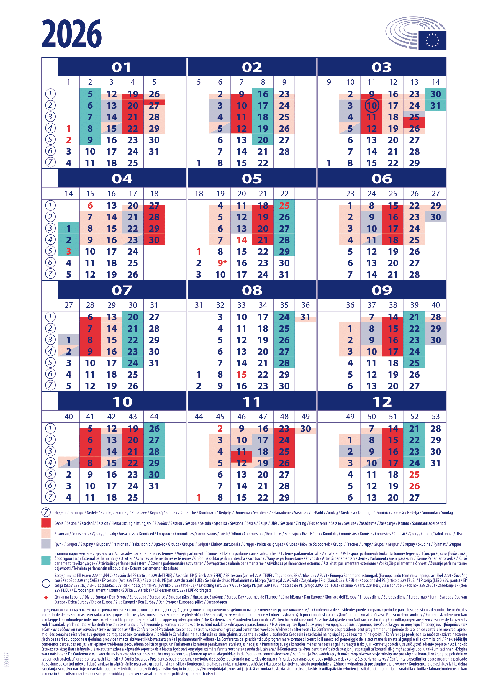 Der Sitzungskalender des Europäischen Parlaments 2026 im Überblick.